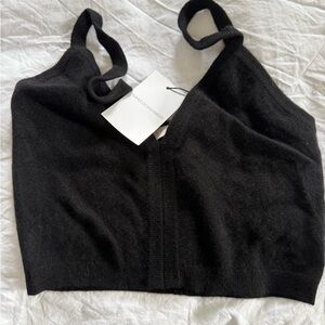 Black Cashmere Tank Crop Top - Naked Cashmere